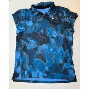 Nike Tour Dri-FIT Ombre Print Golf Polo Shirt Blue Camo Size Large Men's
